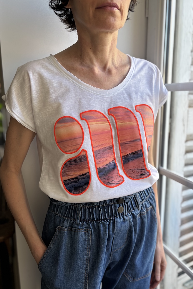 T-SHIRT TAL BLANC VAGUES E25