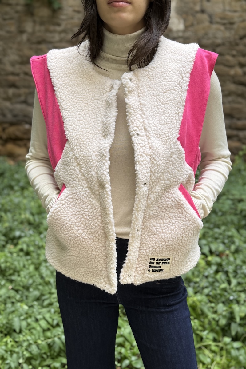 GILET GINO ECRU ROSE H25