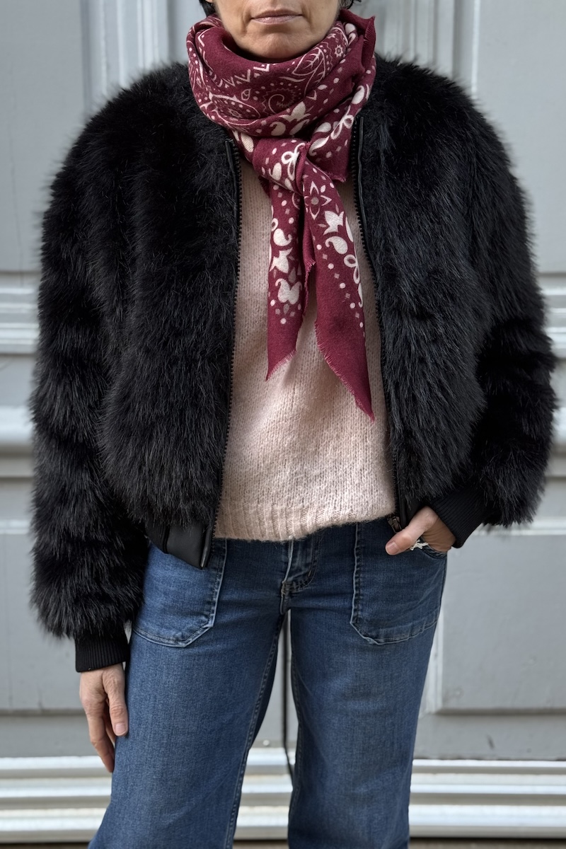 VESTE LEA FOURRURE NOIR H25