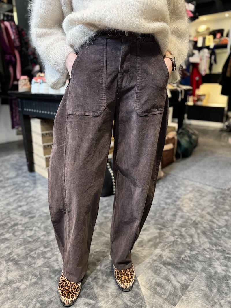 PANTALON BARREL VELOURS CHOCO H25