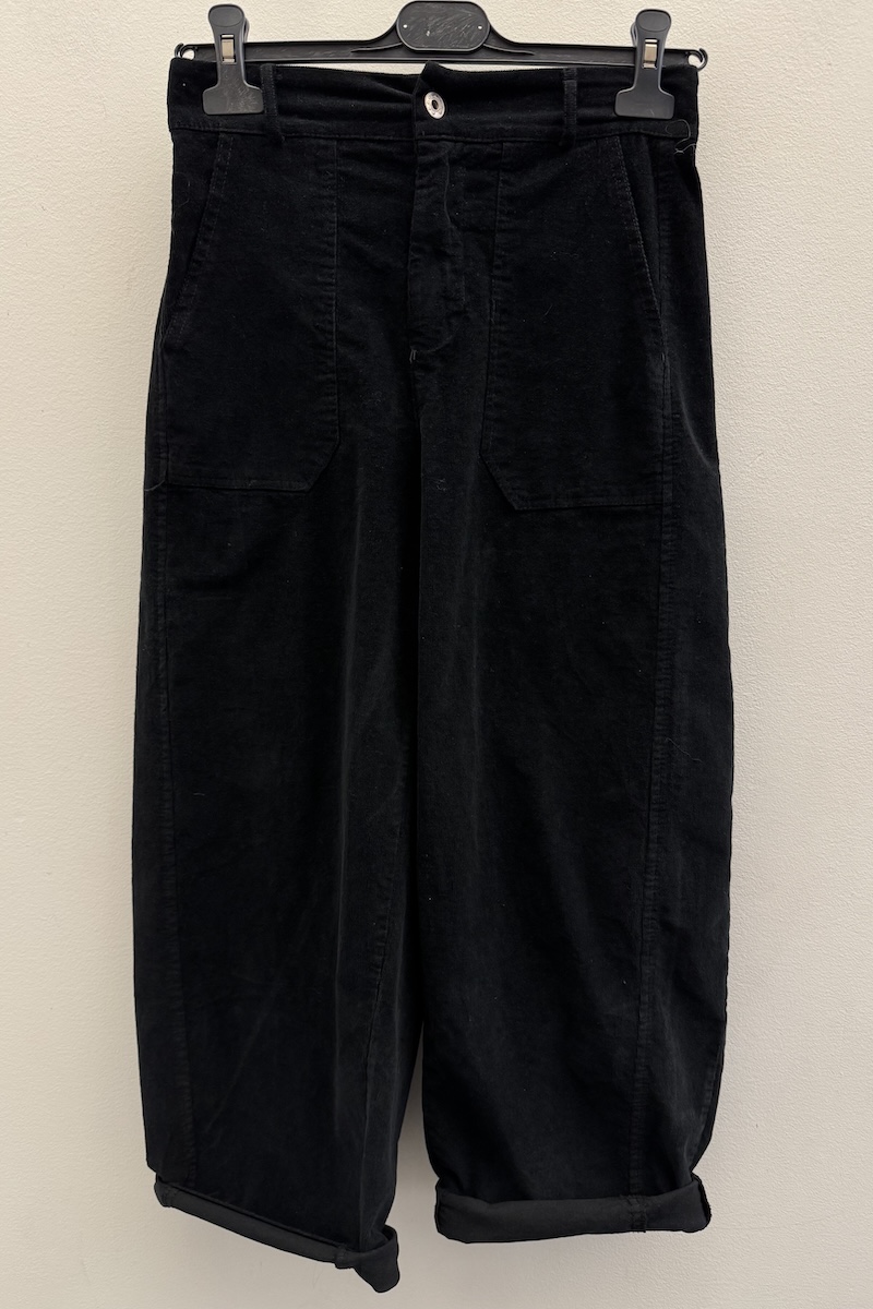 PANTALON BARREL VELOURS NOIR H25
