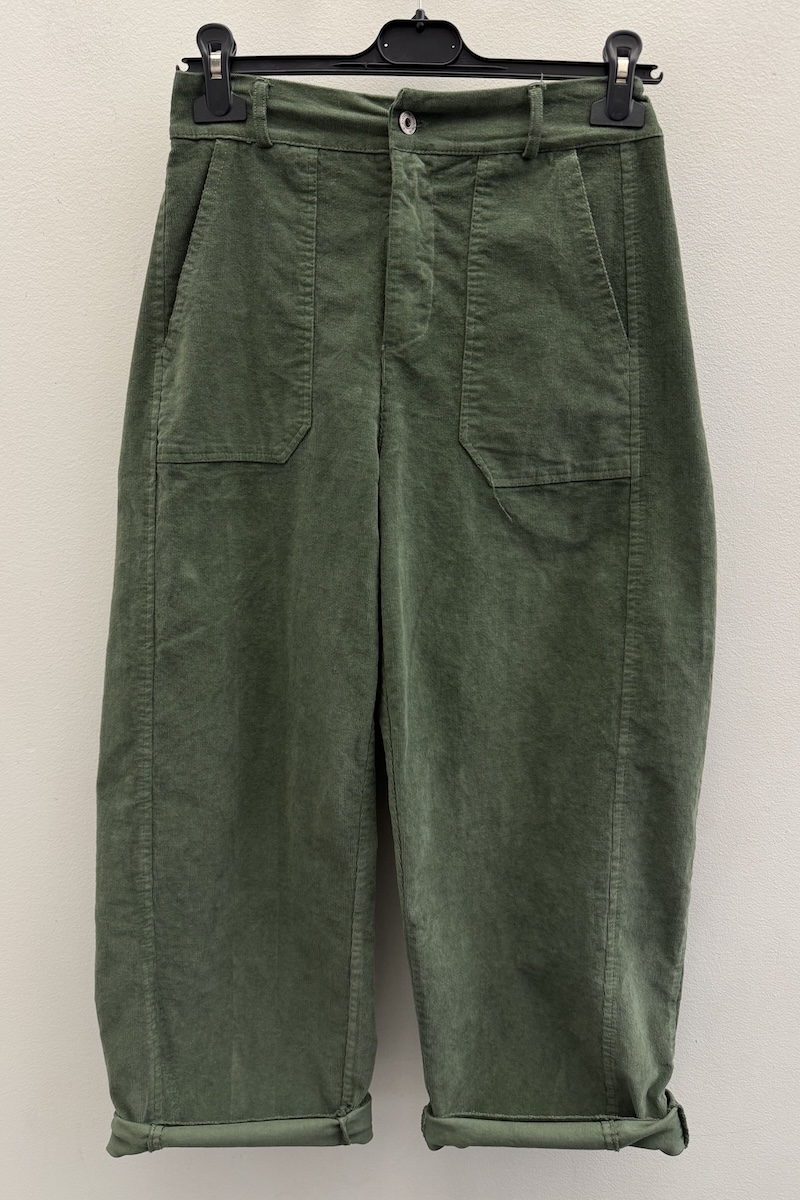 PANTALON BARREL VELOURS KAKI H25